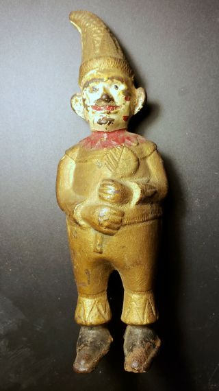 Rarest " Clown With Crooked Hat " Cast Iron Still Bank,  Mfg.  Ober: Moore 