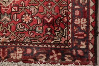 One of a Kind Vintage Geometric Malayer Hand - Knotted Runner Rug Wool 3x10 Red 6