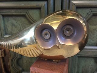 Vintage Jere Mid Century Brass Owl Sculpture Modernist 5
