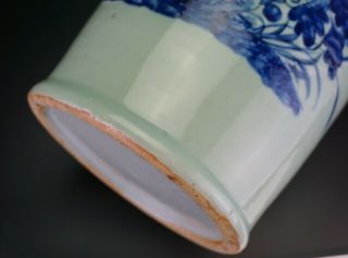 HUGE 59cm Chinese Celadon Blue and White Porcelain Phoenix Vase 19 C Perfect Con 12
