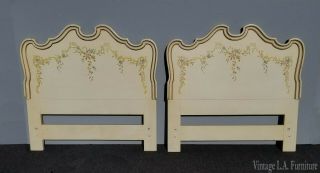 Vintage Drexel Heritage French Country Creme Floral Twin Headboards