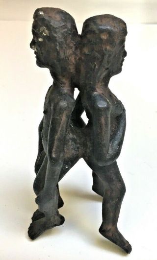 African antique ANTI - fertility Iron bronze hand forged Nude male female statue 2