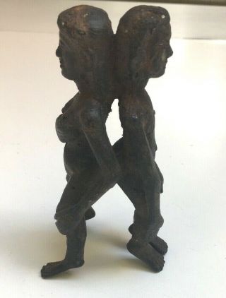 African antique ANTI - fertility Iron bronze hand forged Nude male female statue 3