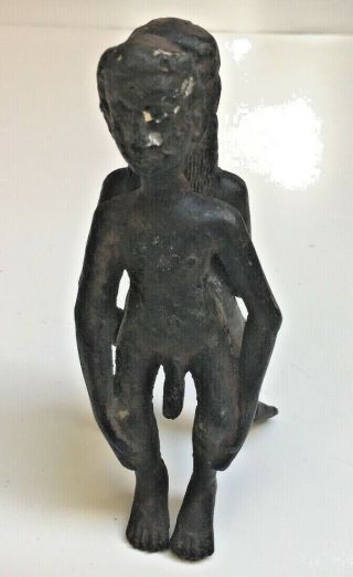 African antique ANTI - fertility Iron bronze hand forged Nude male female statue 4