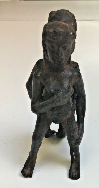 African antique ANTI - fertility Iron bronze hand forged Nude male female statue 5