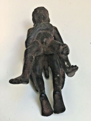 African antique ANTI - fertility Iron bronze hand forged Nude male female statue 6