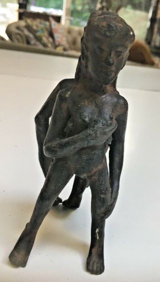 African antique ANTI - fertility Iron bronze hand forged Nude male female statue 7