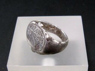 VERY RARE BYZANTINE SILVER RING with PERSONAL Greek INSCRIPTION, 8