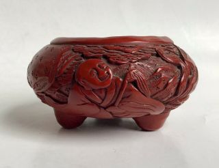 Vintage Or Antique Chinese Cinnabar Lacquer Censer