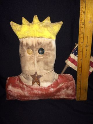 Primitive Muslin Fourth 4th Of July Decor Rustic Farm Lady Liberty Hand - Painted 5