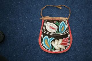 19th Century Iroquois Beadwork Beaded Bag Native American Indian