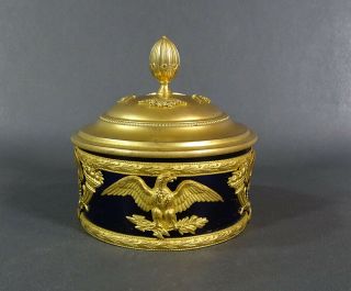 French Empire Napoleon Iii Ormolu Bronze Cobalt Glass Palais Royal Jewelry Box