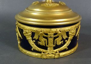 French Empire Napoleon III Ormolu Bronze Cobalt Glass Palais Royal Jewelry Box 2