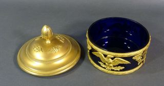 French Empire Napoleon III Ormolu Bronze Cobalt Glass Palais Royal Jewelry Box 7