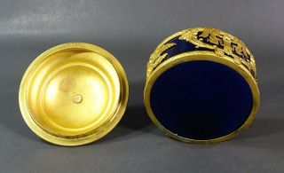 French Empire Napoleon III Ormolu Bronze Cobalt Glass Palais Royal Jewelry Box 8