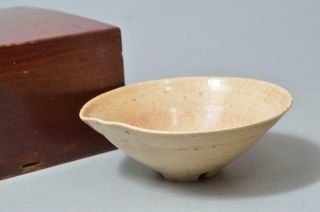T3732: Japanese Xf Old Hagi - Ware White Glaze Tea Bowl Green Tea Tool W/box