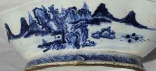Antique Chinese Blue White Porcelain Fooded Bowl - Landscape 11