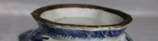 Antique Chinese Blue White Porcelain Fooded Bowl - Landscape 12