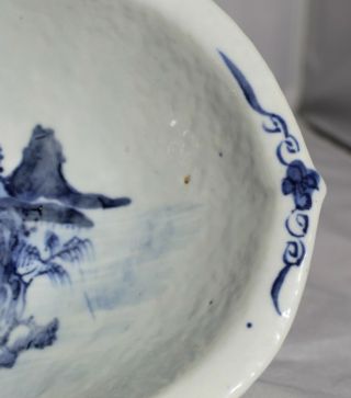 Antique Chinese Blue White Porcelain Fooded Bowl - Landscape 9
