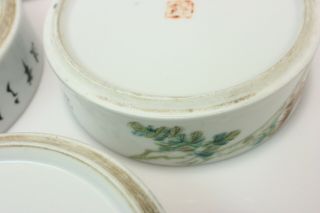 Antique Chinese Porcelain Stacking Dishes Birds & Flowers Famille Rose Painting 10