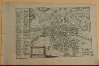 Paris France Paris Under Henry Iv & Louis Xiii 1714 De Fer Scarce Antique Map