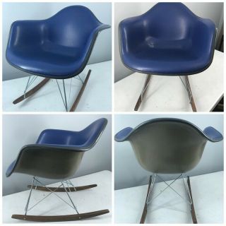 1x - - Blue - Herman Miller - Vintage Chair - Eames Shell Mcm - Rocker