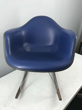1x - - BLUE - HERMAN MILLER - Vintage Chair - Eames Shell MCM - ROCKER 3