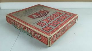 Vintage Lincoln Log LINCOLN BRICKS Set Historic American Toy 1920s 12