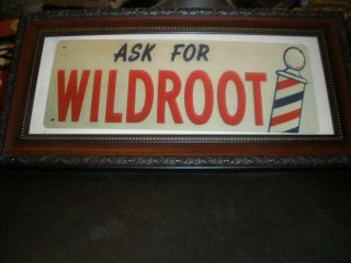 VINTAGE BARBER SHOP WALL ART - - FRAMED WILDROOT SIGN 2