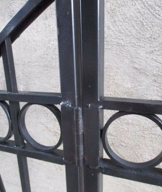 Decorative Arch Top Black Wrought Iron / Steel Swing Gate 11