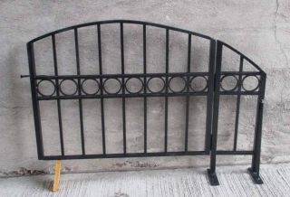 Decorative Arch Top Black Wrought Iron / Steel Swing Gate