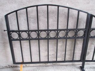 Decorative Arch Top Black Wrought Iron / Steel Swing Gate 3