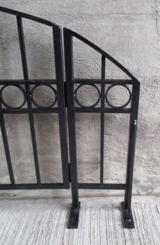 Decorative Arch Top Black Wrought Iron / Steel Swing Gate 4