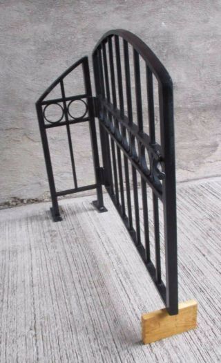 Decorative Arch Top Black Wrought Iron / Steel Swing Gate 5