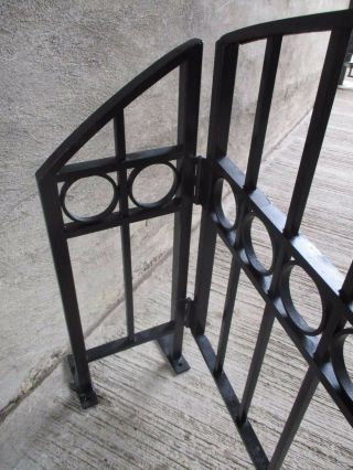Decorative Arch Top Black Wrought Iron / Steel Swing Gate 6