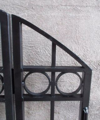 Decorative Arch Top Black Wrought Iron / Steel Swing Gate 8