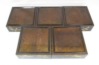H397: High - class Japanese tier of old lacquered boxes JUBAKO w/MAKIE and NASHIJI 9