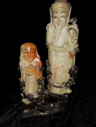 2 Chinese Carved Soapstone Figures From The San Francisco Exposition Of 1915