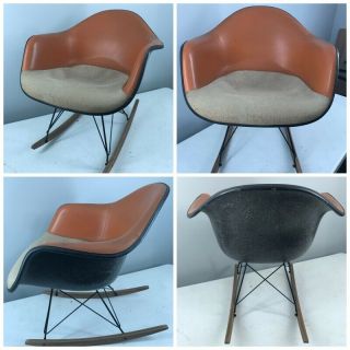 1x - - Orange - Herman Miller - Vintage Chair - Eames Shell - Rocker