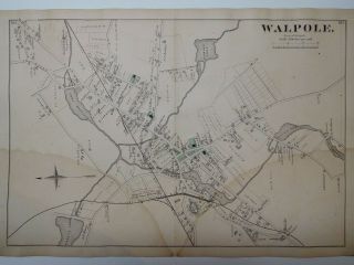 1876 Map Walpole Norfolk Mass Ma Old Vintage Massachusetts