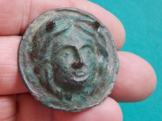 Circa 300 - 400 Ad Roman Era Bronze Applique Phalera Medussa With Detail