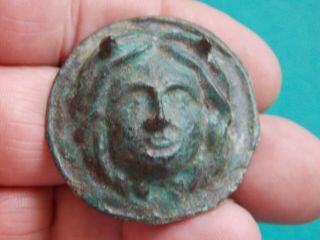 CIRCA 300 - 400 ad roman era bronze applique phalera medussa with detail 3