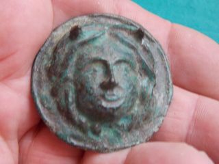 CIRCA 300 - 400 ad roman era bronze applique phalera medussa with detail 5