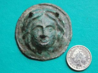 CIRCA 300 - 400 ad roman era bronze applique phalera medussa with detail 6