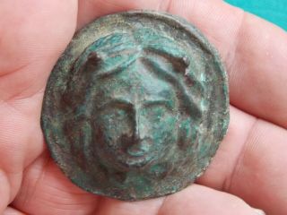 CIRCA 300 - 400 ad roman era bronze applique phalera medussa with detail 7