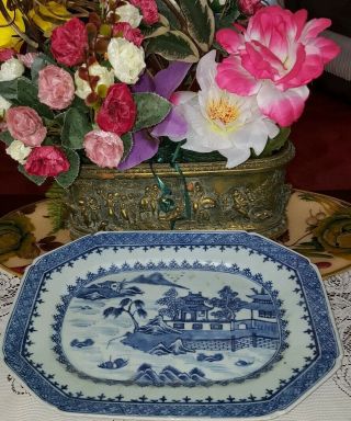 Very Large Blue & White Antique Chinese Porcelain Plate Qing Dynasty 18th