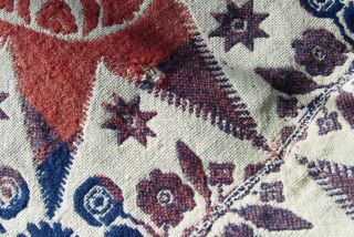 Antique 1800 ' s Jacquard Coverlet American Woven Four Color 84 