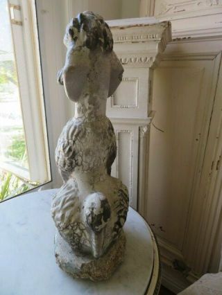 AWESOME Old Vintage Garden DOG STATUE POODLE Sitting Cement Time Worn Patina 10