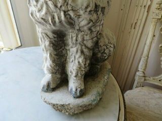 AWESOME Old Vintage Garden DOG STATUE POODLE Sitting Cement Time Worn Patina 11