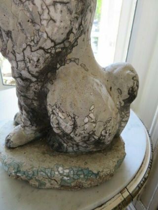 AWESOME Old Vintage Garden DOG STATUE POODLE Sitting Cement Time Worn Patina 12